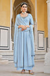 Load image into Gallery viewer, Sky Georgette Embroidered Work Kurta Palazzo Dupatta Set ClothsVilla.com