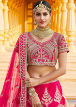 Load image into Gallery viewer, Rose Pink Velvet  Bridal Lehenga Choli with Embroidery &amp; Hand work Clothsvilla