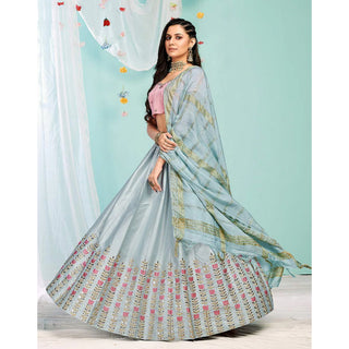 Pastel Grey Gota Patti and Zari Stich Without can can work Lehenga choli ClothsVilla