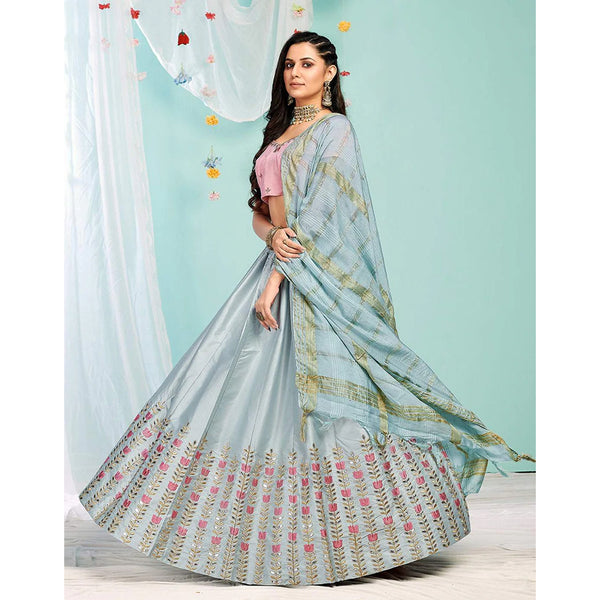 Pastel Grey Gota Patti and Zari Stich Without can can work Lehenga choli ClothsVilla