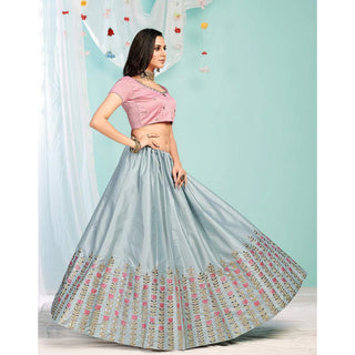 Pastel Grey Gota Patti and Zari Stich Without can can work Lehenga choli ClothsVilla