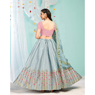 Pastel Grey Gota Patti and Zari Stich Without can can work Lehenga choli ClothsVilla