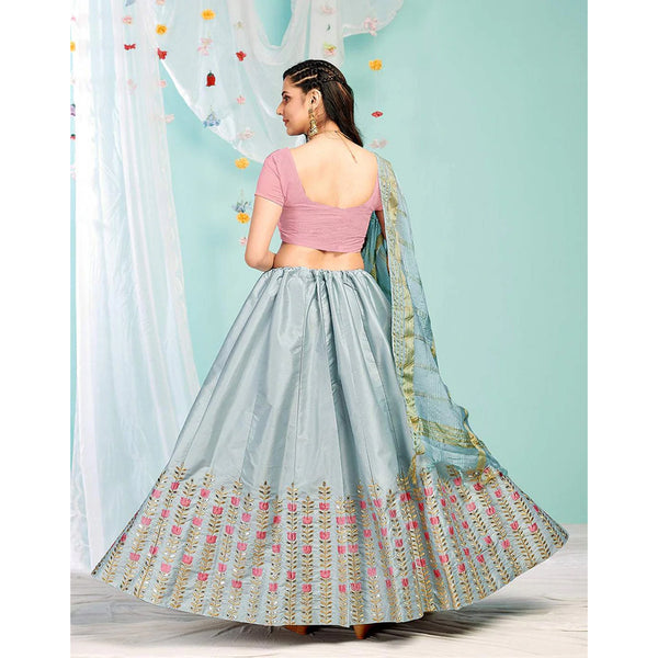 Pastel Grey Gota Patti and Zari Stich Without can can work Lehenga choli ClothsVilla