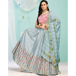 Pastel Grey Gota Patti and Zari Stich Without can can work Lehenga choli ClothsVilla