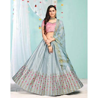 Pastel Grey Gota Patti and Zari Stich Without can can work Lehenga choli ClothsVilla