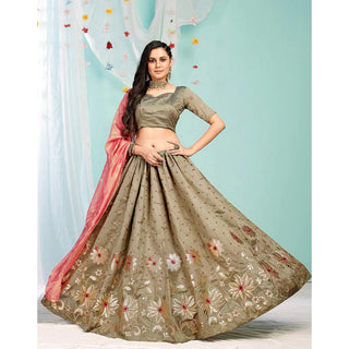 Pastel Brown Gota Patti and Zari Stich Without can can work Lehenga choli ClothsVilla