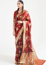 Load image into Gallery viewer, Sangria Red Zari Woven Banarasi Silk Saree Clothsvilla