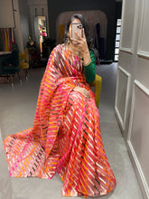 Load image into Gallery viewer, Pink Color Zari Weaving Work Organza Saree Clothsvilla