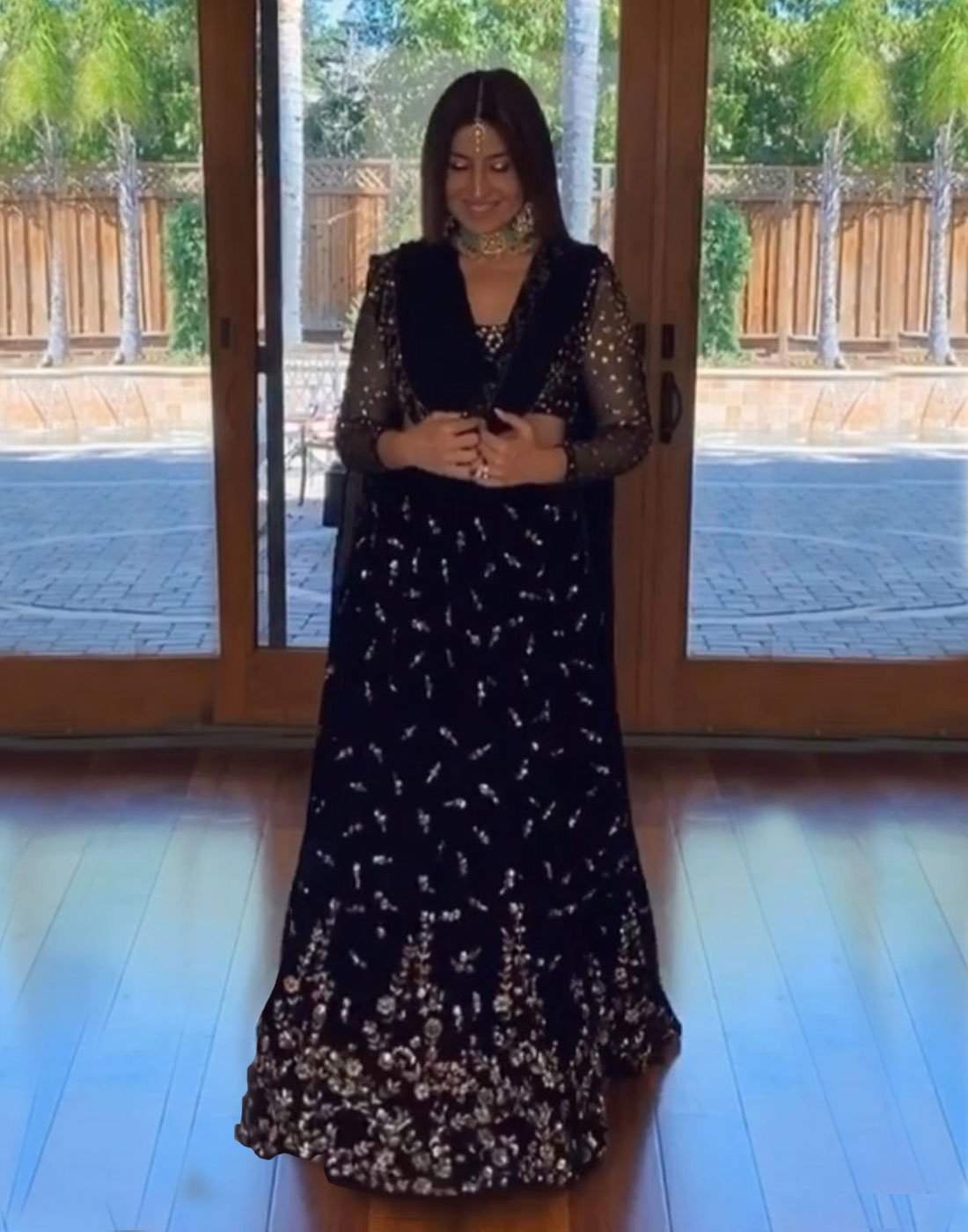 Lehenga Choli in Navy Blue Color with Sequence and Embroidery Work ClothsVilla