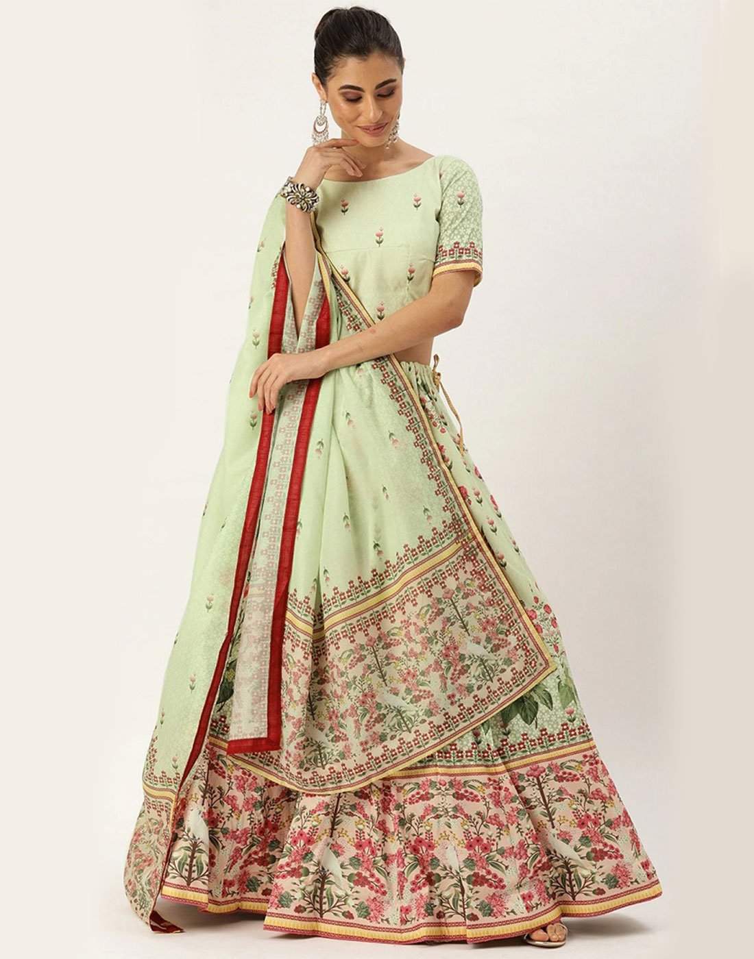 Light Green Colored Vaishali Silk Lehenga Choli ClothsVilla