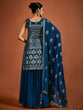 Load image into Gallery viewer, Embroidered Navy Blue Georgette Partywear Stitched Kurta Set Clothsvilla