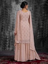 Load image into Gallery viewer, Beautiful Embroidered Peach Georgette Stitched Kurta Set Clothsvilla