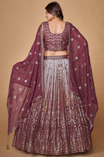 Load image into Gallery viewer, Purple Sequins Work Georgette Wedding Wear Lehenga Choli Clothsvilla