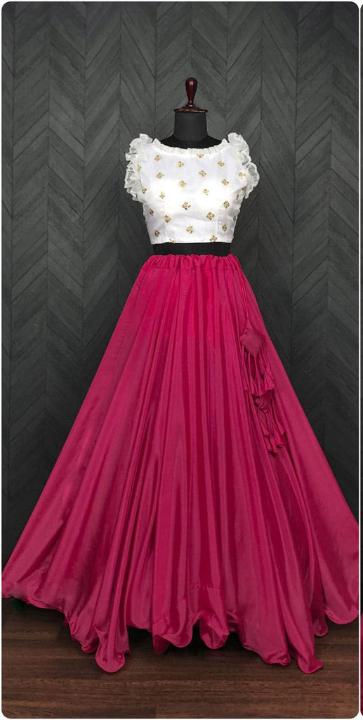 Party Wear Pink Color Sleeveless Lehenga With Blouse