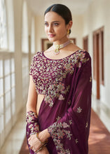 Load image into Gallery viewer, PURPLE CRAPE DORI, RESHAM,CUT-WORK Designer Saree Clothsvilla