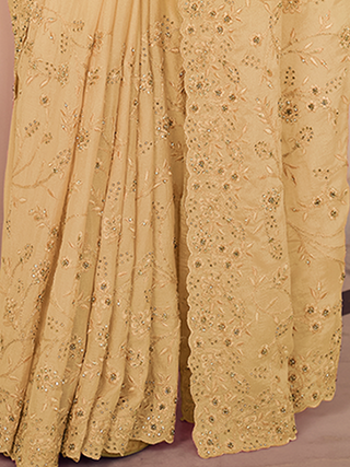 Yellow Chiffon Saree With Unstitched Blouse Clothsvilla