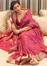 Load image into Gallery viewer, Ruby Pink Ultra Soft Kanjivaram Silk Saree with Zari  Border and Pallu Clothsvilla