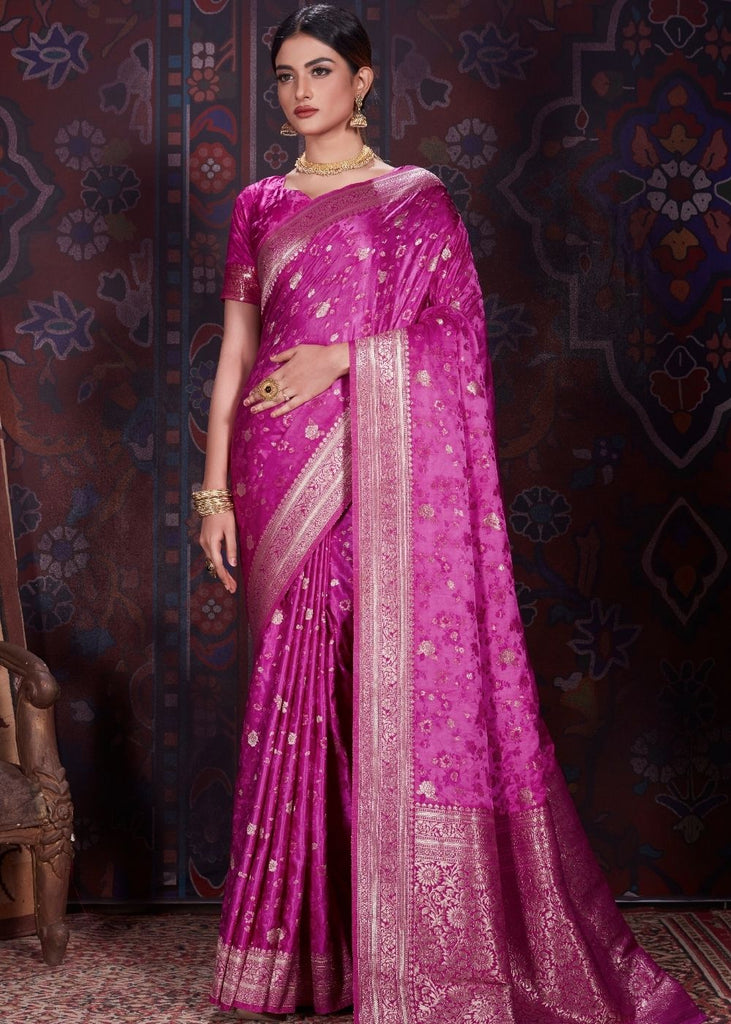 Royal Purple Zari Woven Satin Silk Saree Clothsvilla