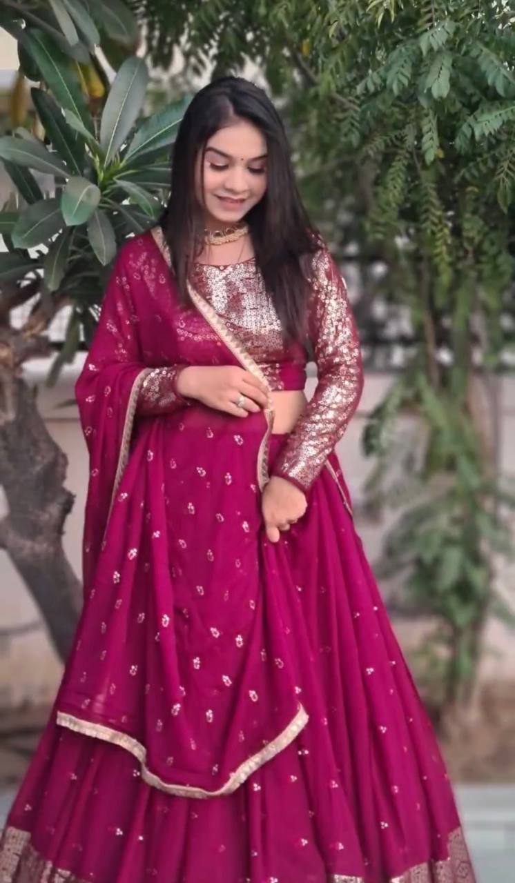 Pink Color Sequence Work Fancy Lehenga Choli Clothsvilla