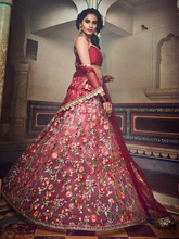 Load image into Gallery viewer, Peach Embroidered Art Silk Semi Stitched Lehenga With Unstitched Blouse Clothsvilla