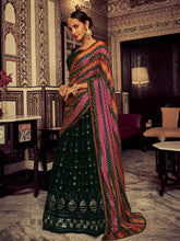 Load image into Gallery viewer, Green Embroidered Georgette Semi Stitched Lehenga With Blouse Piece Clothsvilla