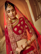Load image into Gallery viewer, Red Velvet Semi Stitched Lehenga With Unstitched Blouse Clothsvilla