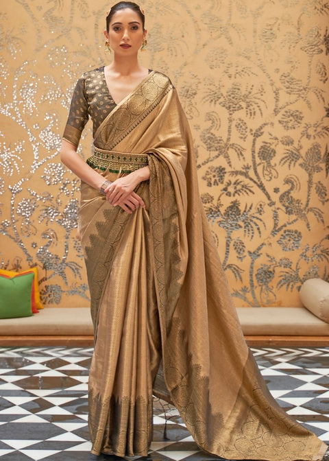 Burlywood Brown Zari Woven Kanjivaram Silk Saree Clothsvilla Main image