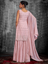 Load image into Gallery viewer, Pink Embroidered Georgette Partywear Stitched Kurta Set Clothsvilla