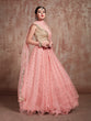 Load image into Gallery viewer, Peach  Soft Net Seqins Semi Stitched Lehenga With  Unstitched Blouse Clothsvilla