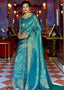 Sapphire Blue and Golden Blend Woven Kanjivaram Soft Silk Saree Clothsvilla