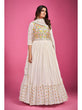 Load image into Gallery viewer, White Chinon Silk Embroidered Gown Clothsvilla