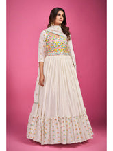 Load image into Gallery viewer, White Chinon Silk Embroidered Gown Clothsvilla