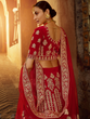 Load image into Gallery viewer, Red Embroidered Velvet Semi Stitched Lehenga With Unstitched Blouse Clothsvilla