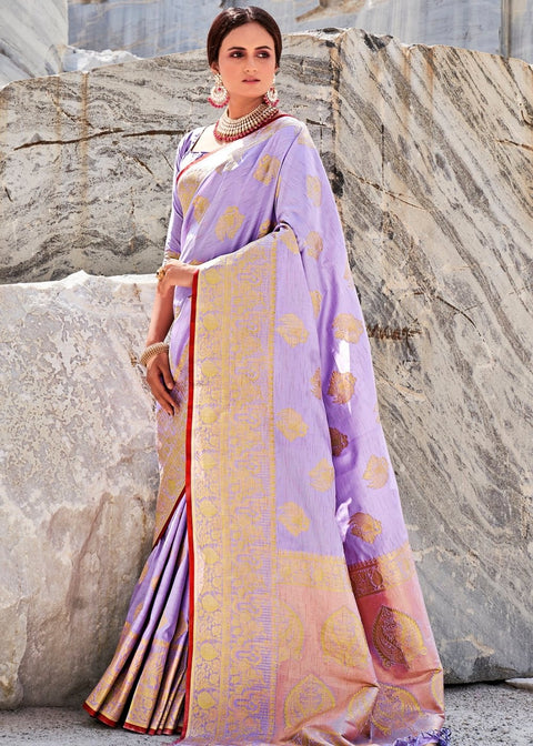 Orchid Purple Woven Designer Silk Saree with Butti overall Clothsvilla Main image
