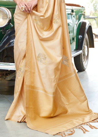 Golden Zari Butta Banarasi-Chanderi Fusion Silk Saree Clothsvilla