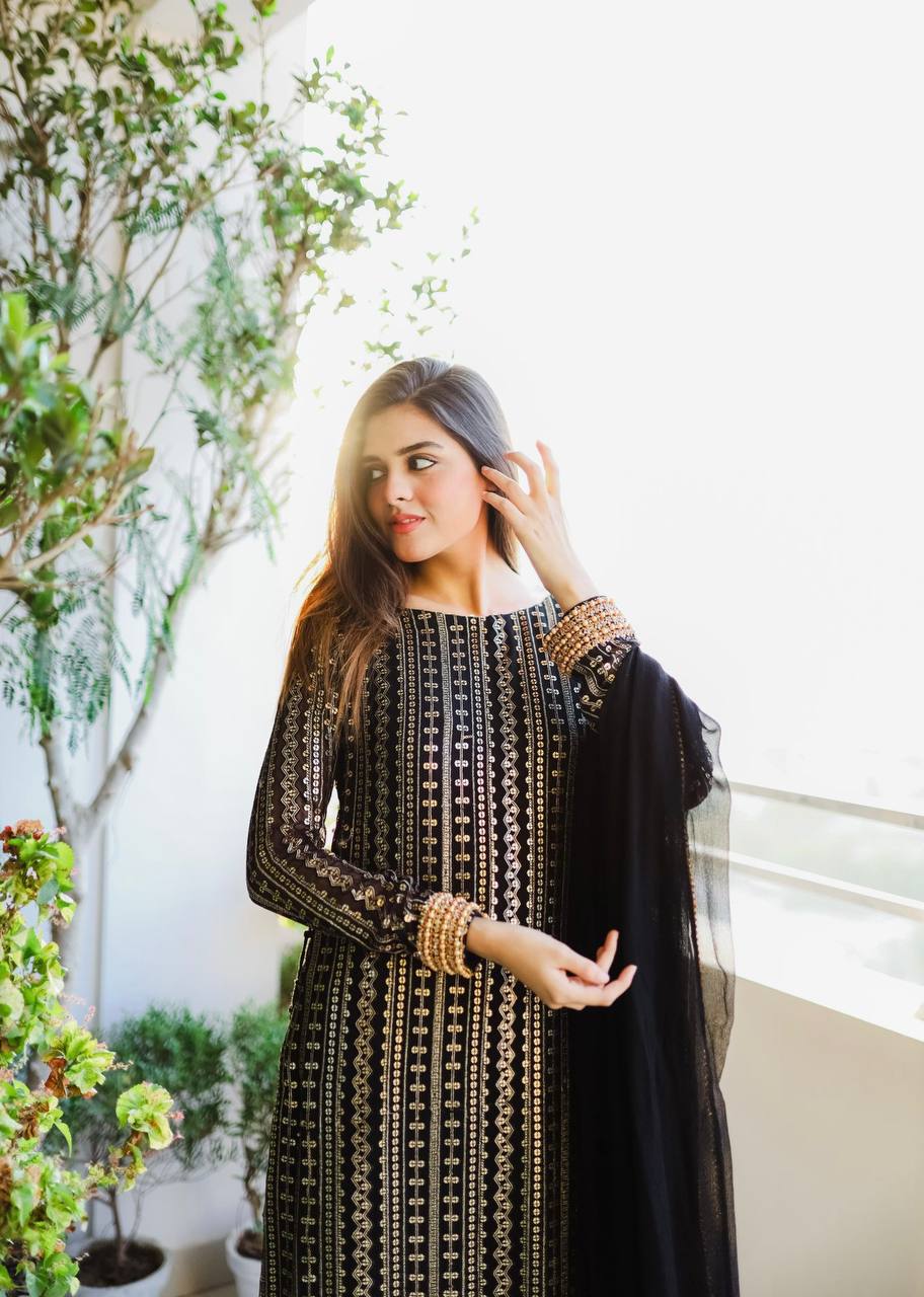 Wedding Wear Black Color Sequence Work Salwar Suit Clothsvilla