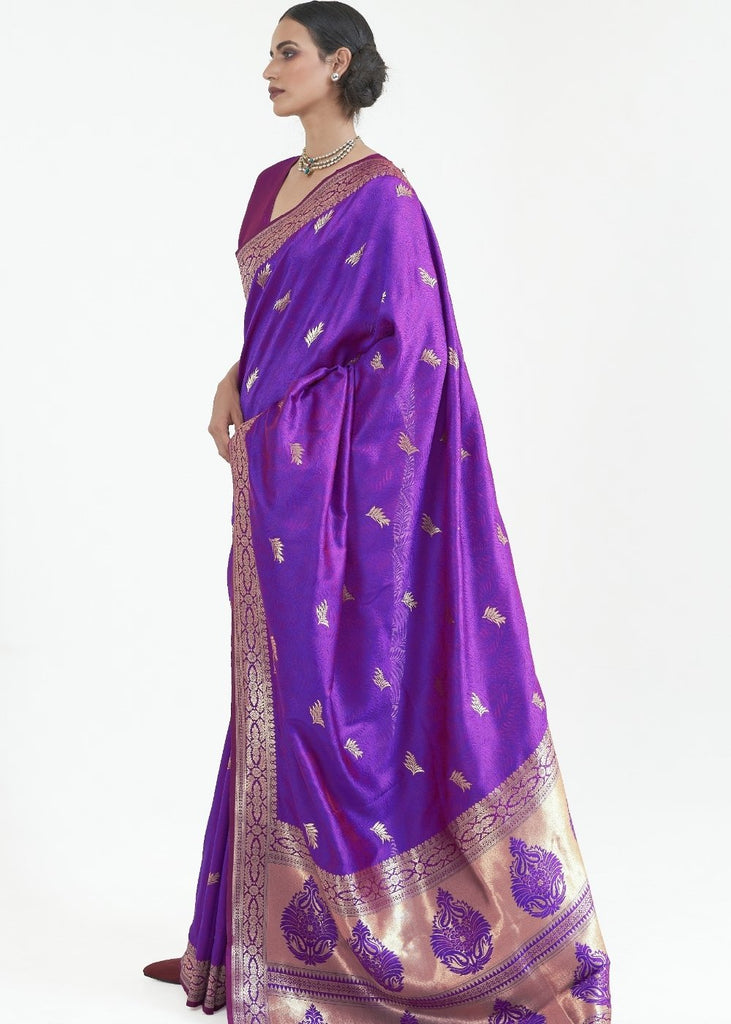 Grape Purple Woven Kanjivaram Silk Saree Clothsvilla