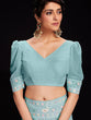 Load image into Gallery viewer, Blue Georgette Embroidered Saree With Unstitched Blouse Clothsvilla