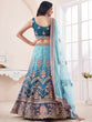 Load image into Gallery viewer, Blue Soft Net Embroidered Semi Stitched Lehenga Choli Clothsvilla