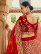 Load image into Gallery viewer, Red Velvet Semi Stitched Lehenga With Unstitched Blouse Clothsvilla