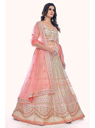 White Soft Net Embroidered Designer Lehenga Choli Clothsvilla