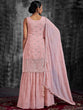 Load image into Gallery viewer, Beautiful Embroidered Pink Georgette Semi Stitched Kurta Set Clothsvilla