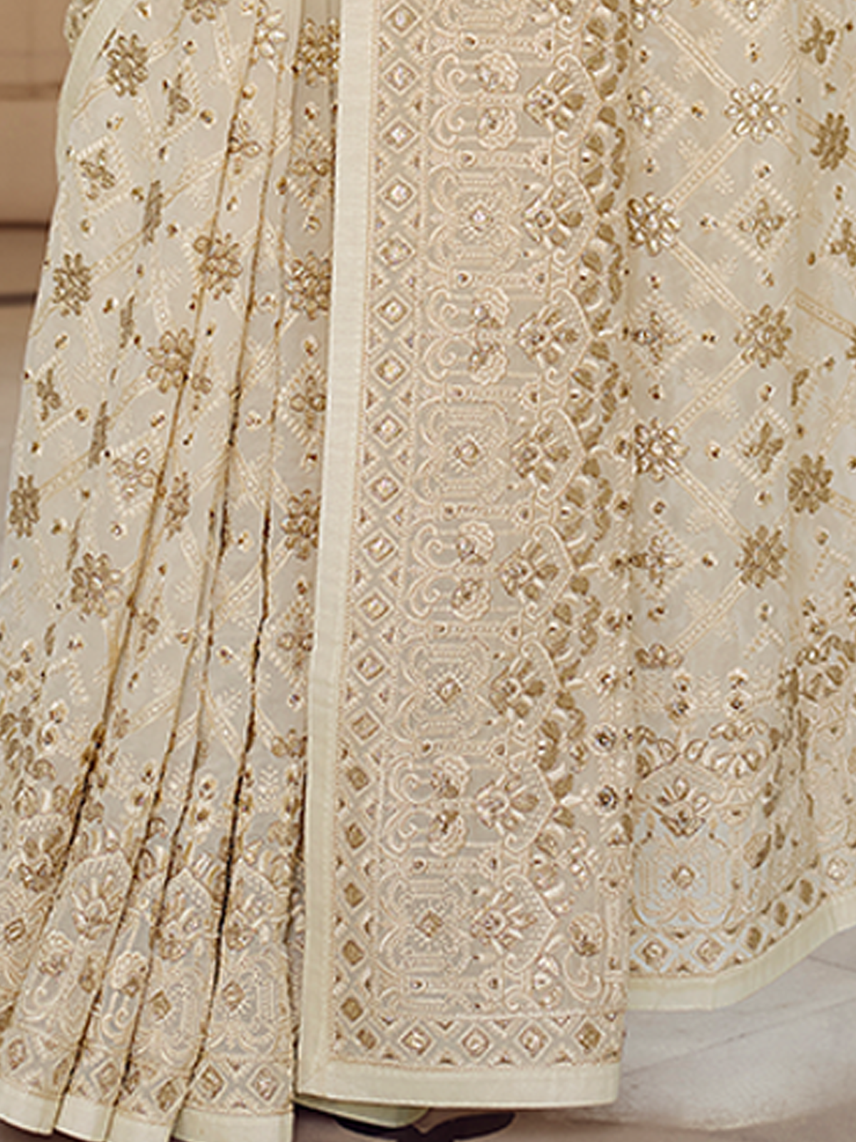 Apricot Georgette Saree With Unstitched Blouse Clothsvilla