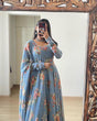 Load image into Gallery viewer, Floral Printed Sky Blue Color Designer Gown Clothsvilla