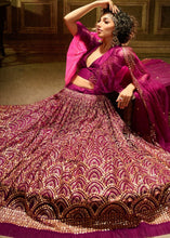 Load image into Gallery viewer, Red Violet Soft Net Designer Lehenga Choli with overall Sequins work Clothsvilla