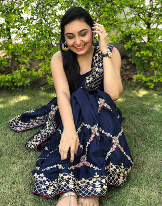 Kasab Silk Saree with Beautiful Embroidery Jaipuri with Ceramic Pearl and Silk Blouse for Wedding ClothsVilla