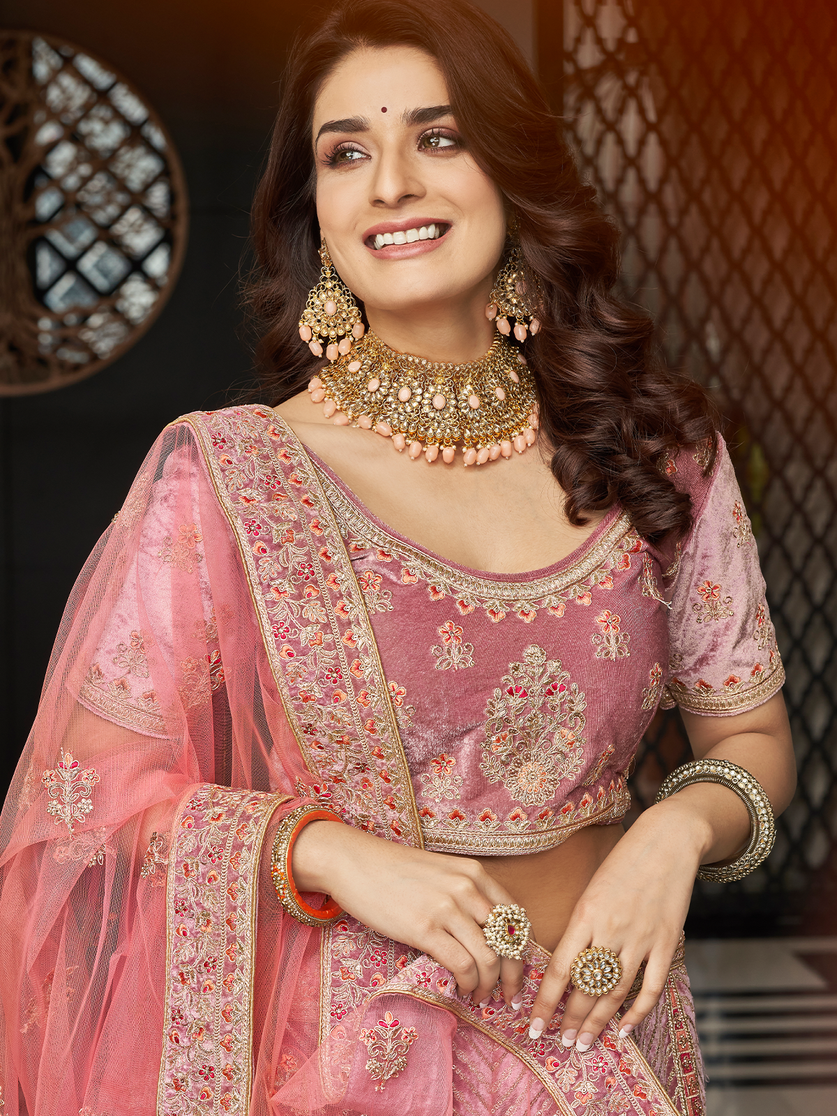 Lilac Velvet Semi Stitched Lehenga With Unstitched Blouse Clothsvilla