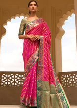 Load image into Gallery viewer, Hot Pink Woven Soft Banarasi Silk Saree with Contrast Pallu &amp; Blouse Clothsvilla