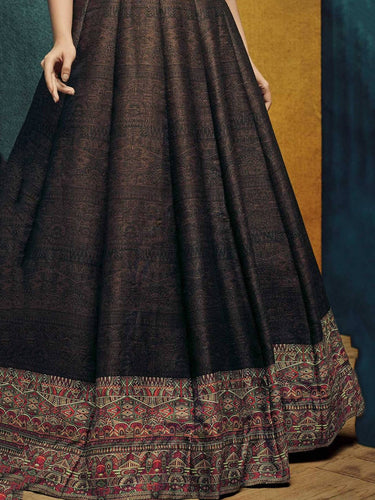 Brown and Orange Color Designer Partywear Lehenga Choli ClothsVilla