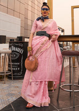 Load image into Gallery viewer, Flamingo Pink Handloom Weaving Banarasi Cotton Silk Saree Clothsvilla